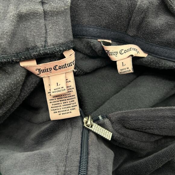 Women's Regal Blue Juicy Couture Velour Hoodie Sweatshirt and Joggers Set Sz L - Picture 5 of 11